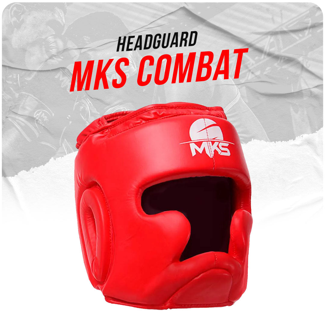 Capacete de Boxe e Muay Thai Vermelho MKS - Lutas e Sparring