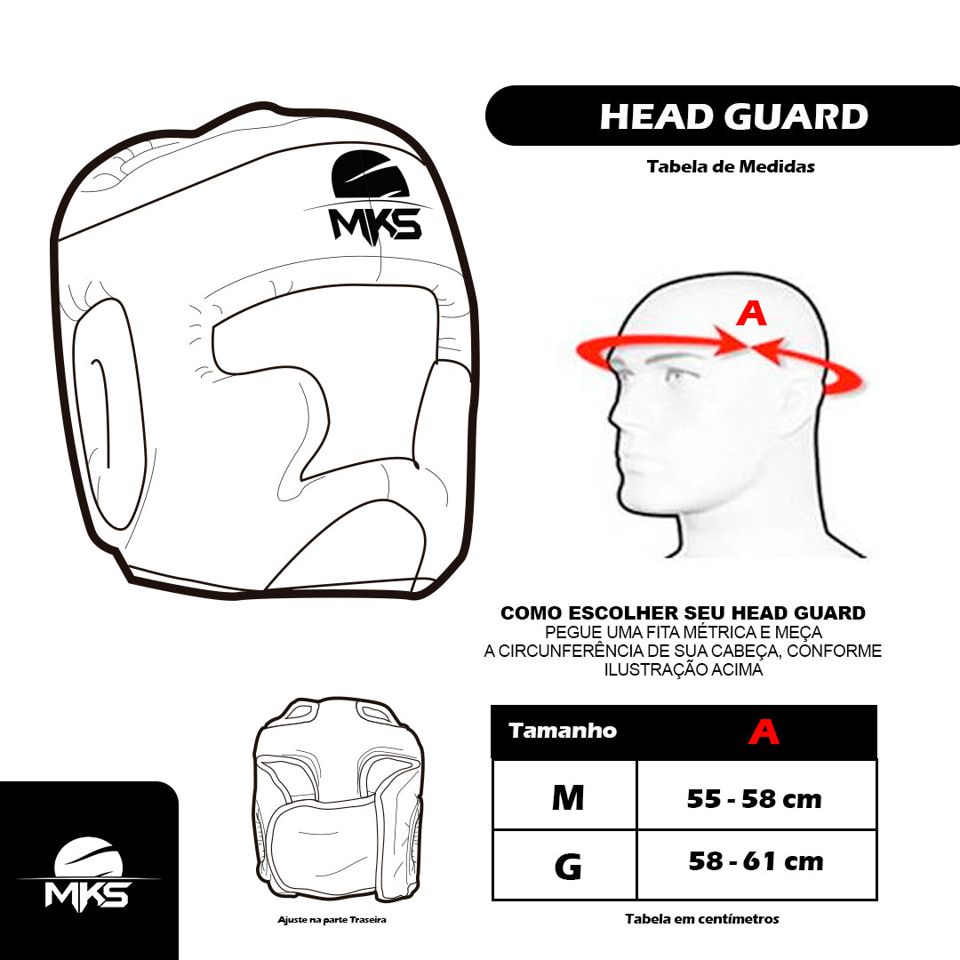 Capacete de Boxe e Muay Thai Vermelho MKS - Lutas e Sparring