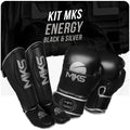 Kit Caneleira e Luva de Muay Thai Preto e Cinza MKS