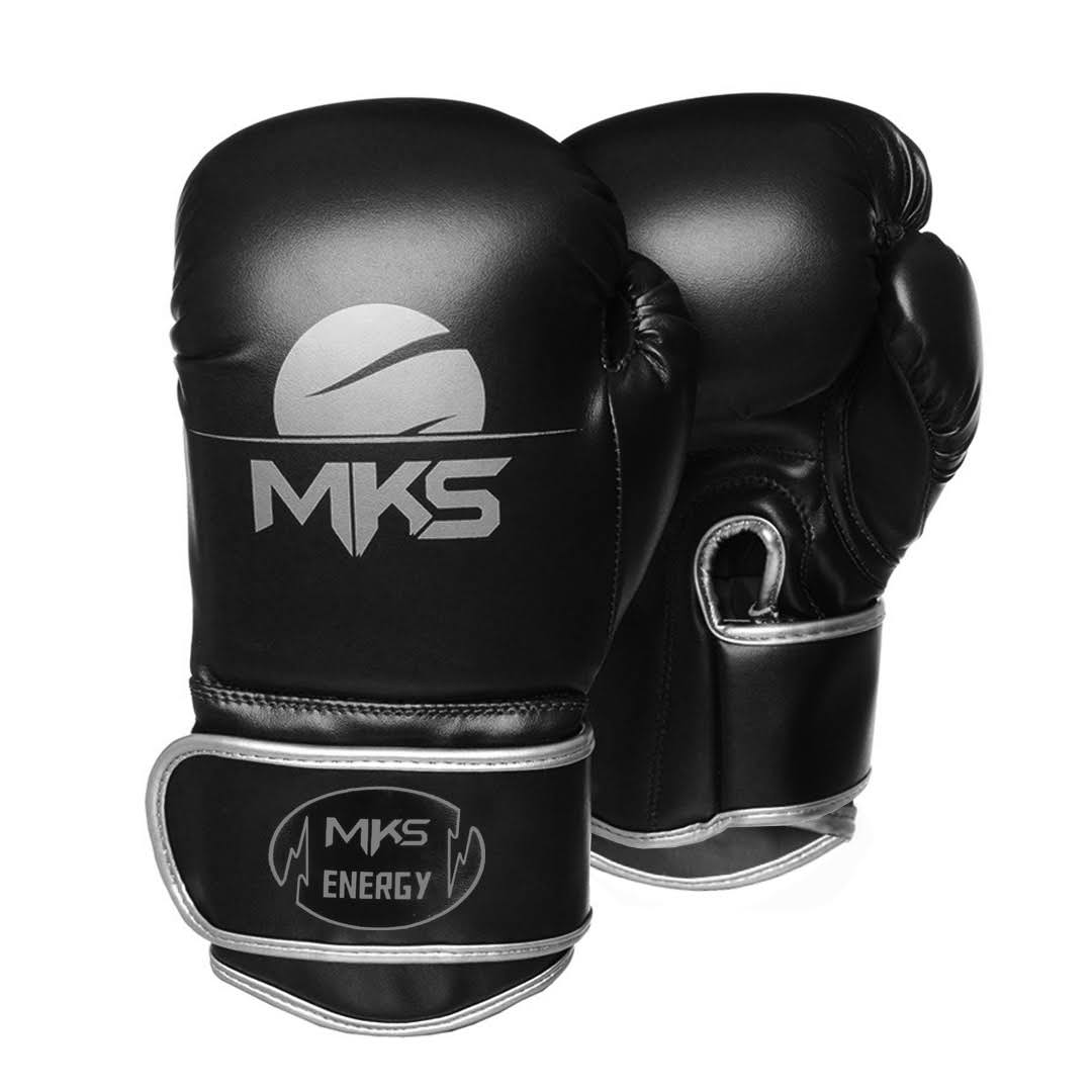 Kit Caneleira e Luva de Muay Thai Preto e Cinza MKS