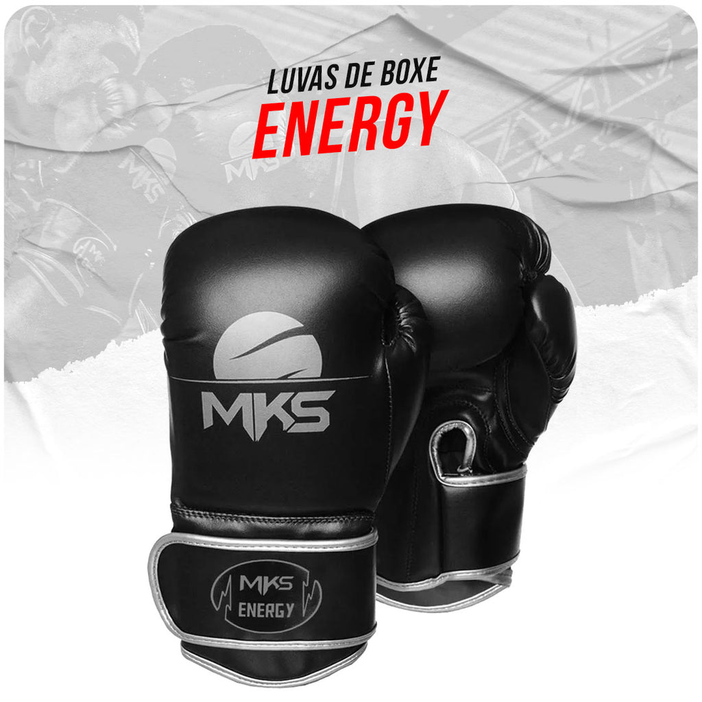 Luva de Muay Thai / Boxe 18oz Preta/Prata - MKS