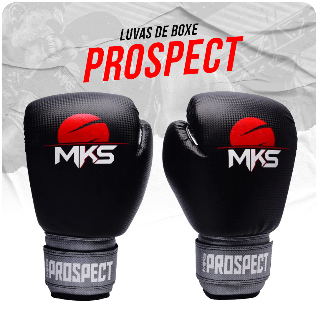 Luva de Muay Thai / Boxe Preto e Vermelho MKS New Prospect