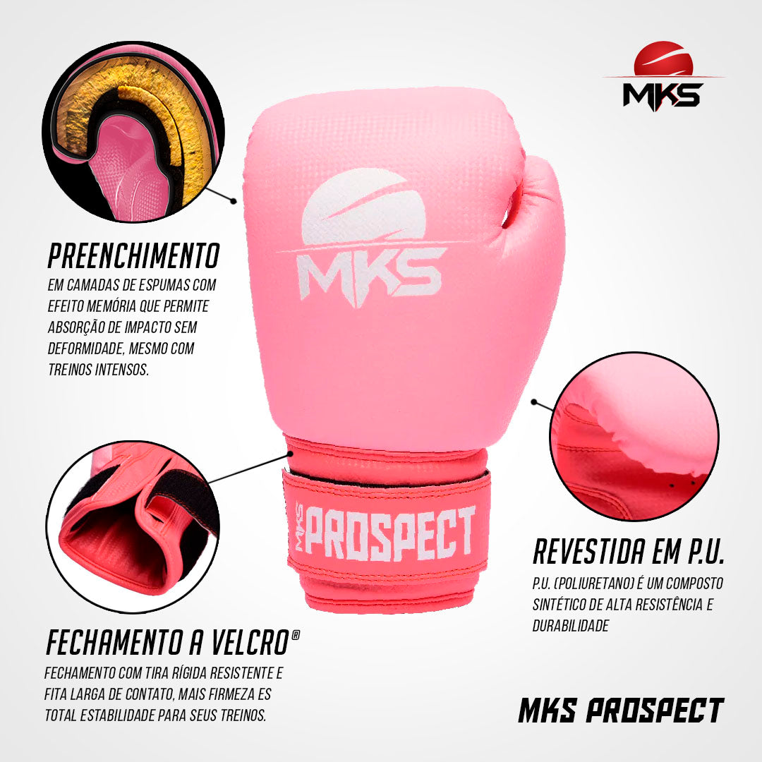 Luva de Muay Thai/Boxe Rosa MKS New Prospect