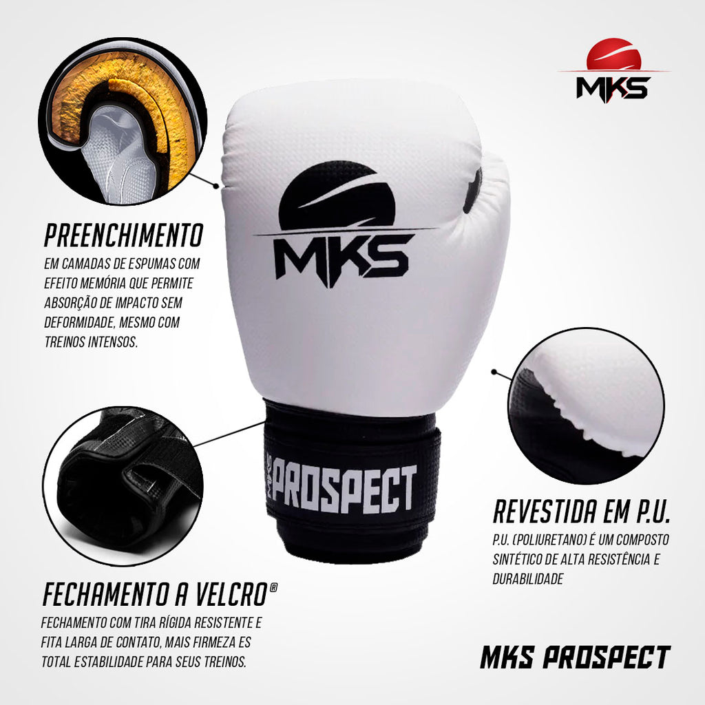 Luva de Muay Thai / Boxe Branca MKS New Prospect