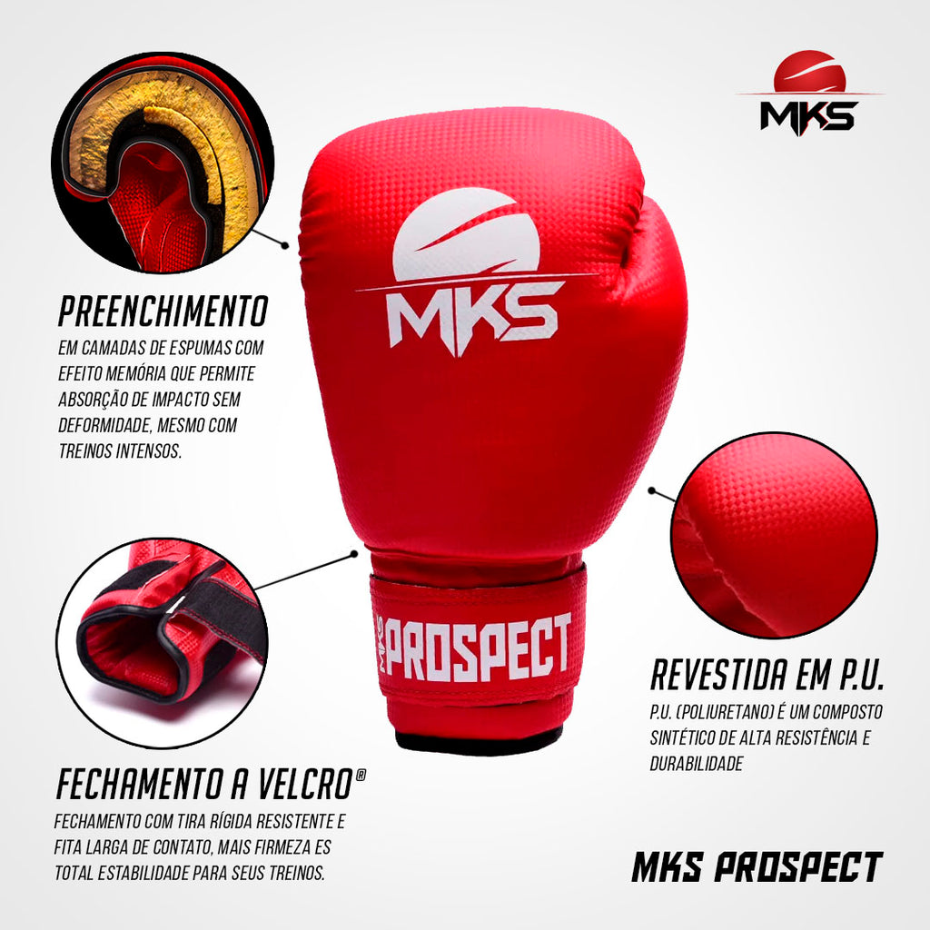 Luva de Muay Thai / Boxe Vermelha MKS New Prospect
