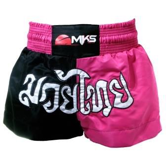 Shorts de Muay Thai Feminino Rosa/Preto - MKS