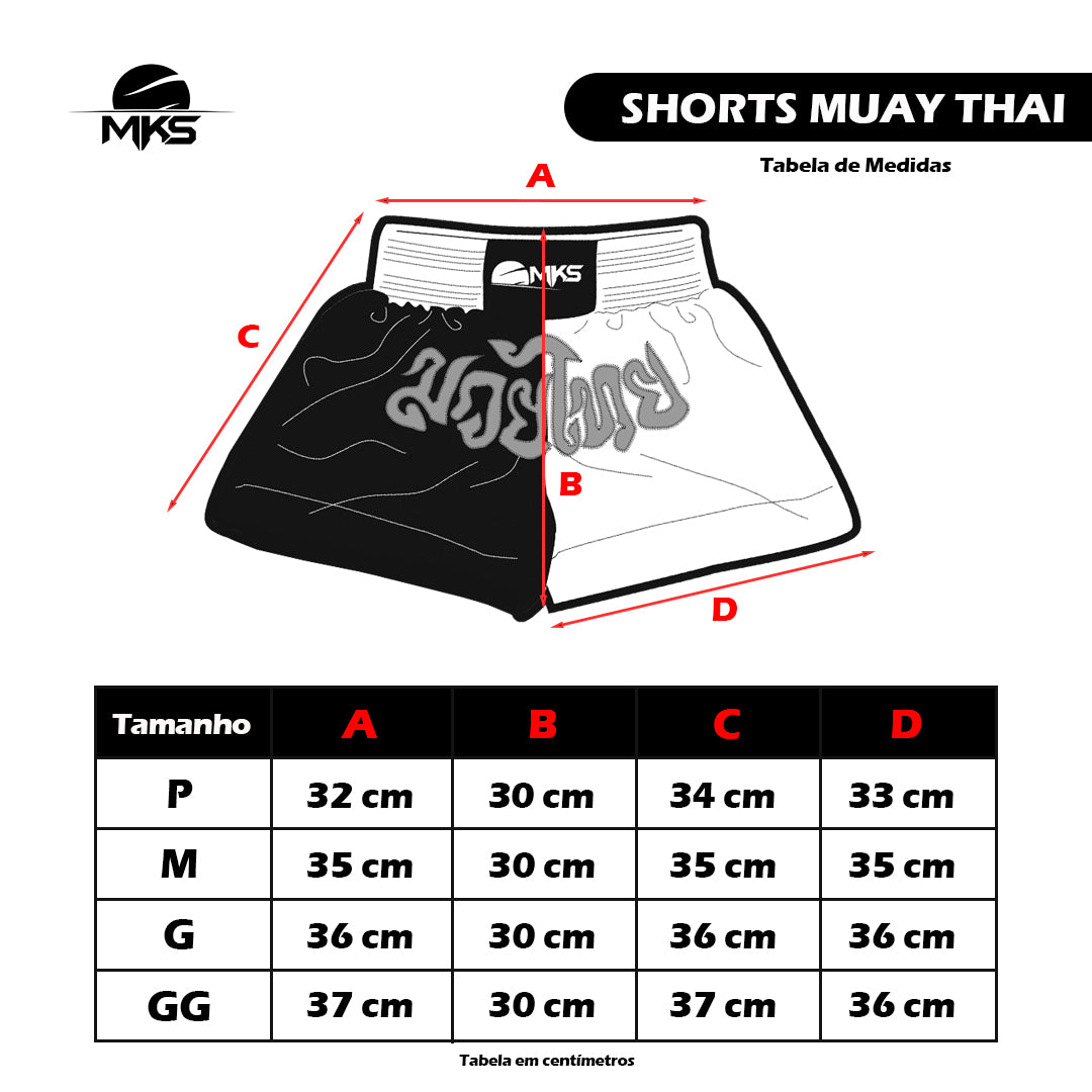 Shorts de Muay Thai Vermelho/Preto - MKS