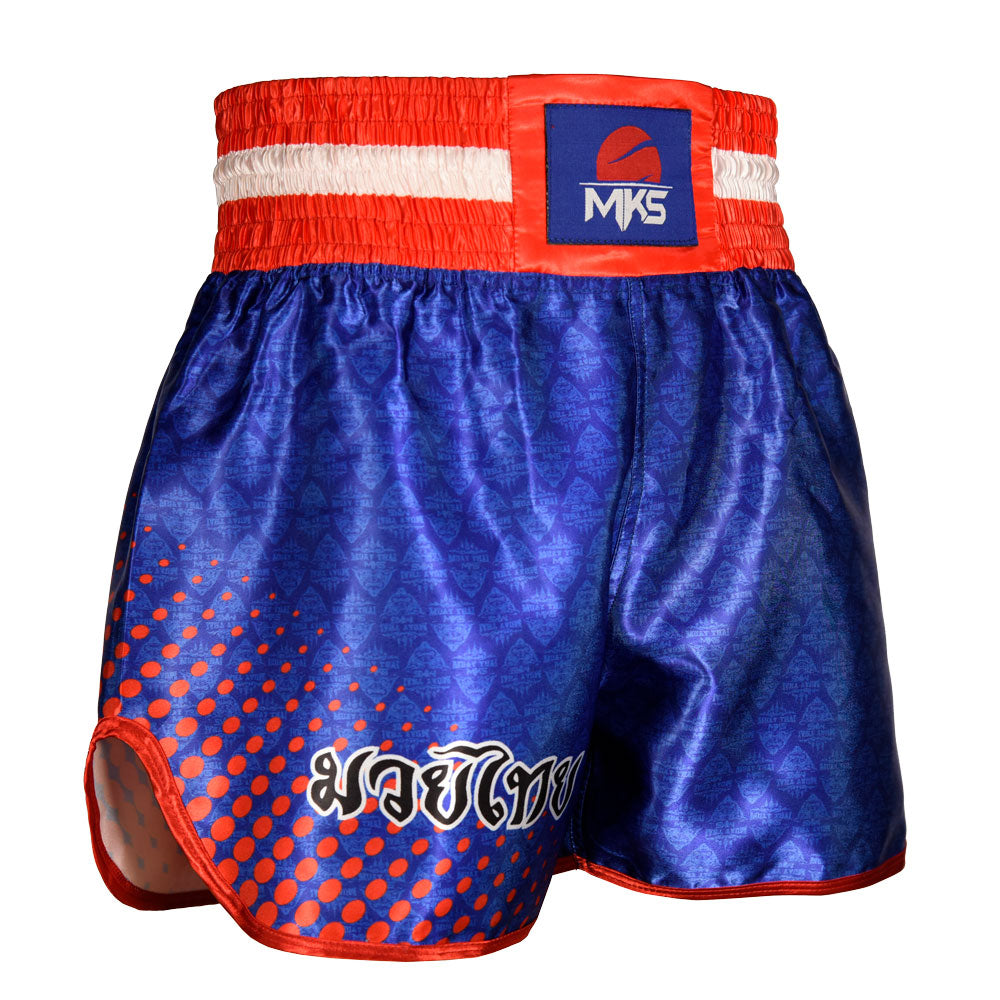 Shorts Muay Thai Vermelho/Azul Combat MKS